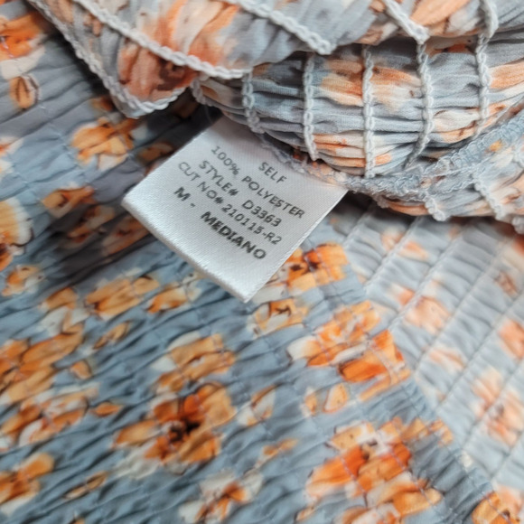 Blush BJ Strapless Mini Smocked Blue Orange Floral Bodycon Dress - Picture 8 of 10